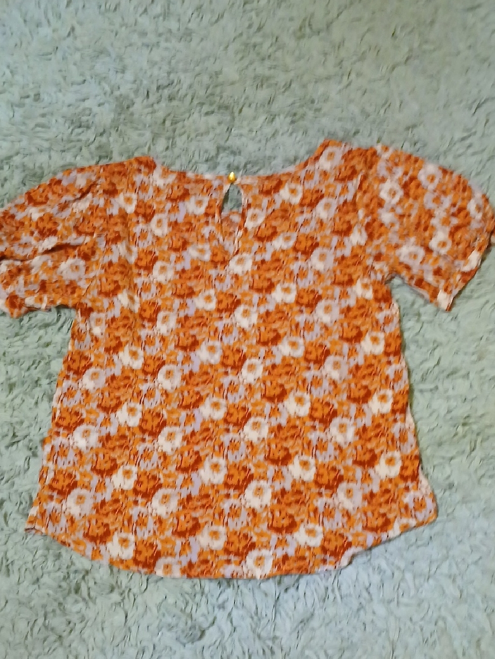 Cynthia Rowley Orange and White Floral Keyhole Top